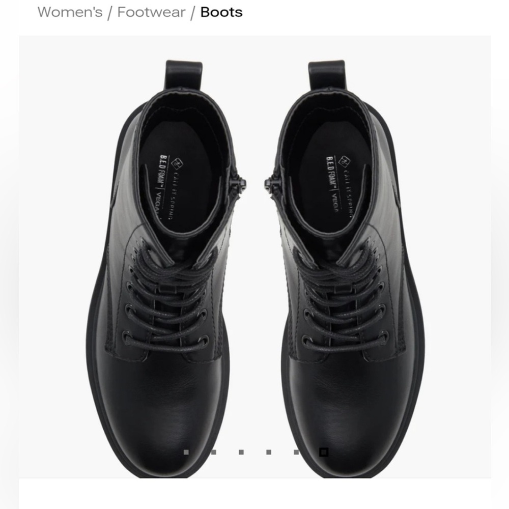 Call it Spring Jaydn Platform Combat Boots 7.5 Black Vegan Leather - Picture 3 of 9